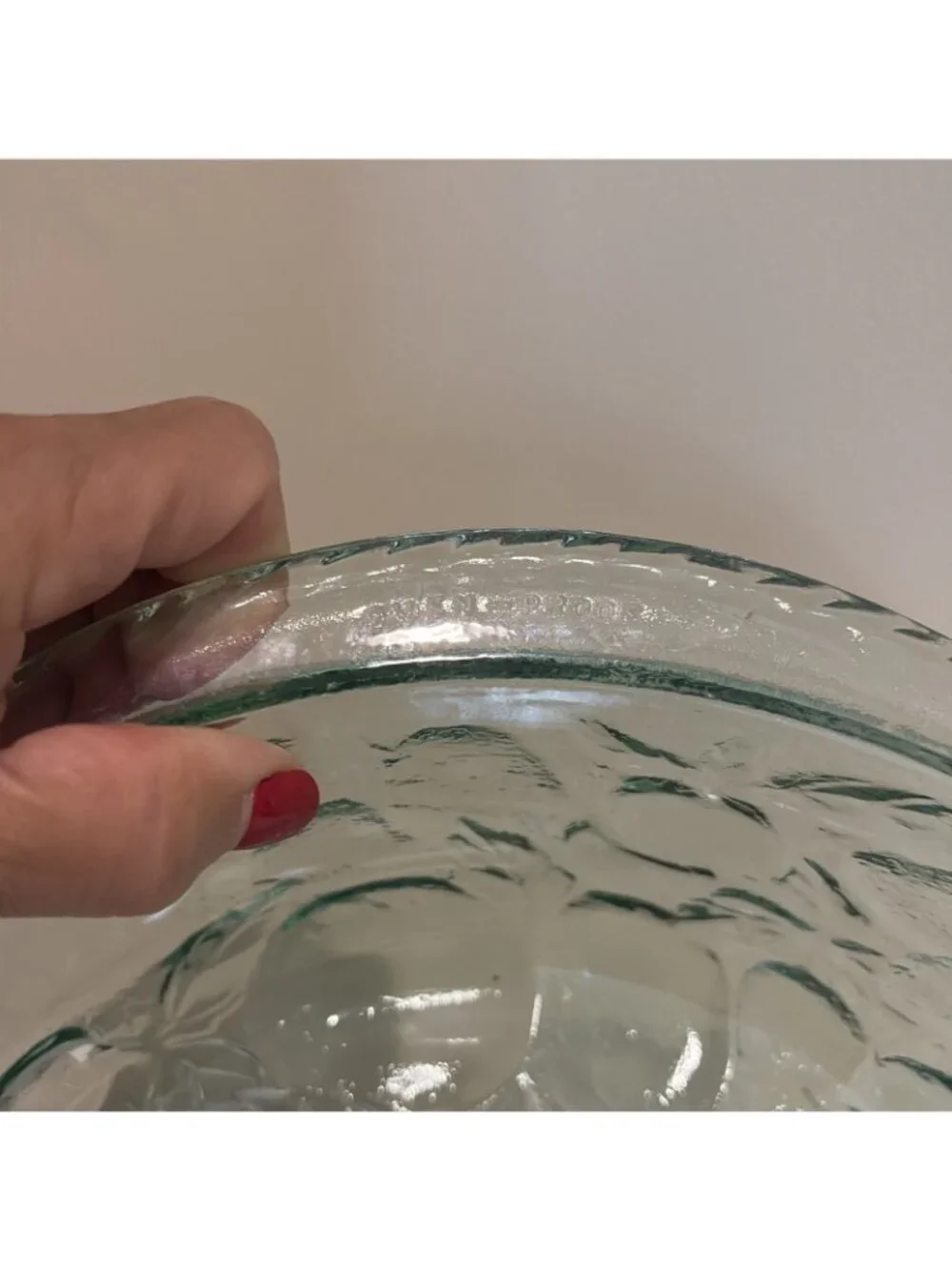 3 Qt Libbey Orchard Fruit Green Glass Casserole Baking Dish W/ Pie Plate Lid